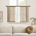  Taupe Sheer Curtains 34 X 36 Inch Length Kitchen Tier Short Curtains Light 