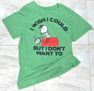 Peanuts Híbrido Snoopy Verde Desearía Podría Manga Corta Camiseta Grande Hombre - Imagen 1 de 2