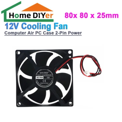 High Quality 80x 80 x 25mm 12V Cooling Fan Computer Air PC Case 2-Pin Power - Image 1 of 4
