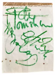 BRILLIANT THE WHO AUTOGRAPHS SIGNED ON PAPER 1960'S IN THE U.K IN GREEN FELT PEN - Picture 1 of 3