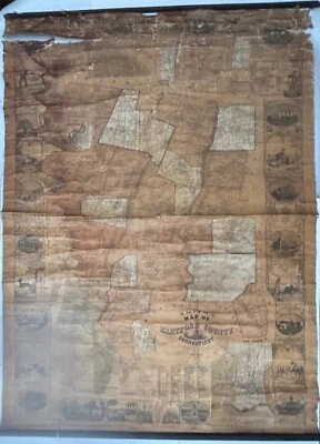 E.M. Woodford’s SMITH'S MAP OF HARTFORD COUNTY CONNECTICUT 1855 Canvas 50” x 60” - Image 1 of 4