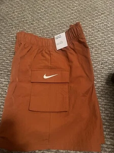 "Pantalones cortos Nike para mujer nuevos con etiquetas tiro alto naranja quemado calce suelto talla X pequeño entrepierna de 5""" - Imagen 1 de 5