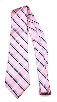 Gravata de seda xadrez rosa NAUTICA 3,5" de largura 62" de comprimento - Imagem 1 de 4