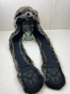 Spirit Hoods Grey Wolf Faux Fur Hat w/Paws 2011-2012 Rare Costume Ears Are Down - Picture 1 of 7