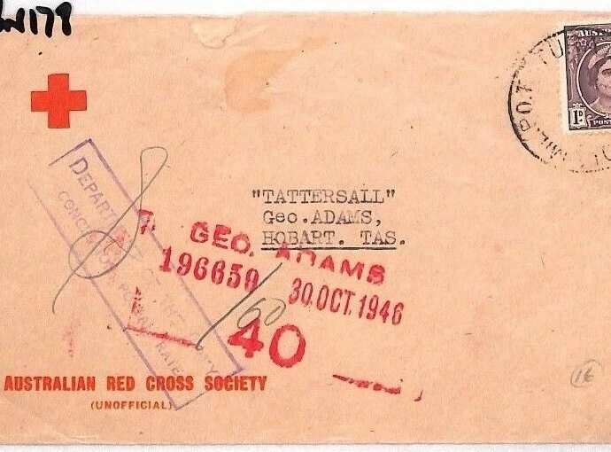 AUSTRALIA Cover RED CROSS Unofficial Tasmania *Departure of the Army* WW2 BN178 - Image 1 of 3