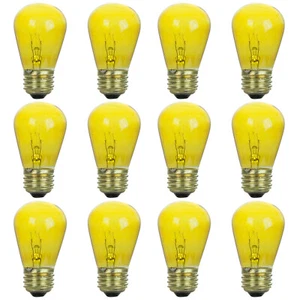 12Pack S14 LED Yellow Light Bulb, Yellow Transparent Glass Bulb, 11W E26 Colored - Picture 1 of 1