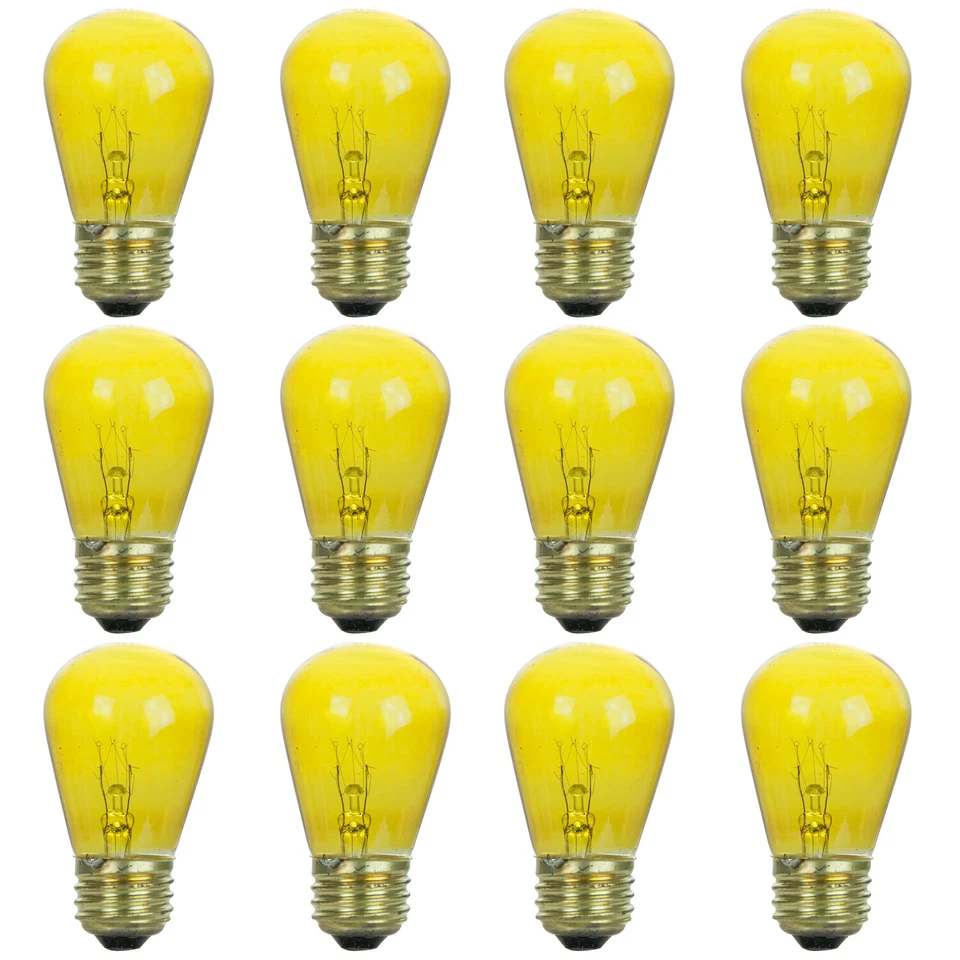 12Pack S14 LED Yellow Light Bulb, Yellow Transparent Glass Bulb, 11W E26 Colored - Image 1 of 1