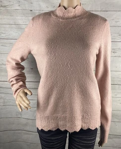 Suéter de Carrera Liz Claiborne Medio Rosa Sólido Crochet Cuello Simulado Ribete de Vieira - Imagen 1 de 12