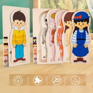 Montessori Multilayer Wooden Human Body Assembly Toy Educational for Kids - Picture 1 of 8