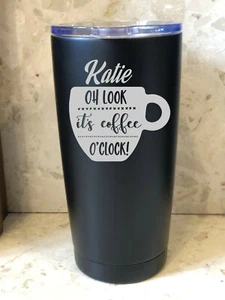 Personalisierter Thermo Reisebecher Tasse - Kaffee O'Clock beliebiger Name  - Bild 1 von 7