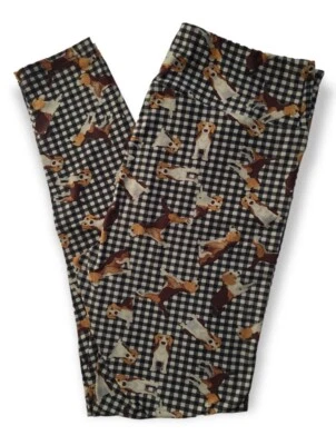 Lularoe Dog Plaid TC Leggings Puppy Buffalo Print on Black Animals Pets NWOT - Image 1 of 3