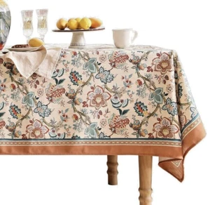 "Mantel floral francés rectangular Bilin Gaier Mandala diseñador 55"x87"" verde azulado" - Imagen 1 de 6
