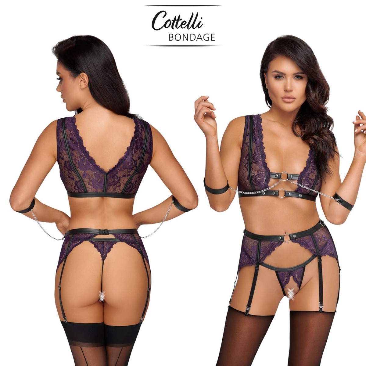 Completo Intimo In Pizzo Sexy Per Donna - Body Trasparente Leopardato, Reggicalze, Taglie Curvy - Foto 2