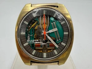 u080 Bulova Accutron Spaceview 38mm Quartz 18kt Heavy Gold Plated - Picture 1 of 5