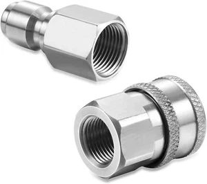 3/8 Inch Stainless Steel Male and Female Quick Connector Kit Pressure Wash - Picture 1 of 12