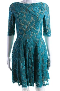 ML Monique Lhuillier Womens Lace Ella Dress Green Size 2 10519880 - Picture 1 of 7