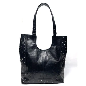 $198 Lucky Brand Ivla Black Leather Studded Tote Bag Purse – Excellent Condition - Picture 1 of 11
