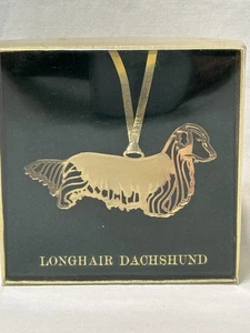 Longhair Dachshund Christmas Ornament 24k Gold Finish New In Box - Picture 1 of 4