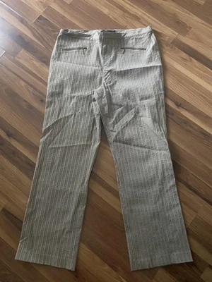 Company Ellen Tracy Pants Womens 16 Brown Beige Stripe Wide Leg Zip Pocket Retro - Image 1 of 4