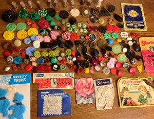 Vintage Craft/Sew Supplies-Buttons, Needles, Thimbles, Appliques SEE ALL PICS* - Picture 1 of 21