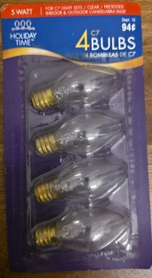 4pk CLEAR C7 Replacement Bulbs 120v 5w 60Hz Candelabra Base Light INDOOR/OUTDOOR - Image 1 of 2