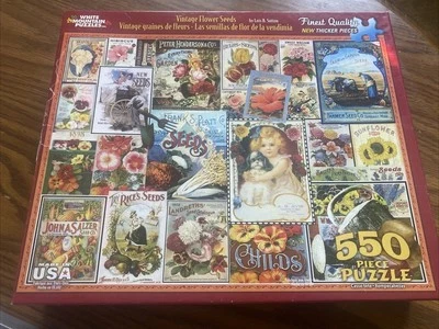 Discontinued 2012 Vintage Flower Seeds White Mountain Puzzle Complete - Image 1 of 4