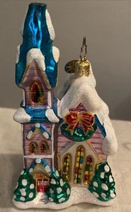 Christopher Radko Mitternachtsmesse rosa Kapelle Kirche 5" mundgeblasenes Glas Ornament LESEN - Bild 1 von 6