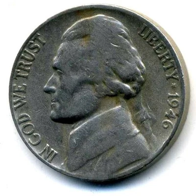 1946 S JEFFERSON NICKEL SCARCE RARE US AMERICAN OLD AUCTION  5 CENT COIN #4688 - Image 1 of 2