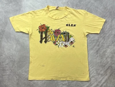 Vintage 80s Hawaii Shirt Size L Rainbow Flowers Sunstrokes - Image 1 of 4