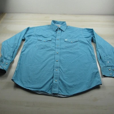 Cinch Shirt Mens Small Blue Western Pearl Snap Rancher Rodeo Geometric Cotton - Image 1 of 4