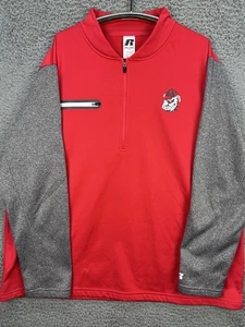 Georgia Bulldogs Pullover Sweater Mens 2XL 1/4 Zip Athletic Red/Gray NCAA Russel - Picture 1 of 9