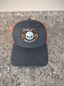 Harley Davidson Logo grau orange Grafik verstellbar Truckermütze Kappe verstellbar - Bild 1 von 3