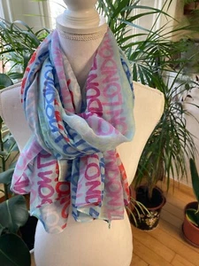 Light gray LONDON rectangular shawl -multi colors cotton shawl - Picture 1 of 3