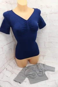 Schlankstütz DOPPELPACK 1/2 Arm Shirt Gr S 34/36 * BLAU & SILBER * UNI * SK 2 - Bild 1 von 6