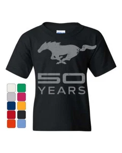 Ford Mustang 50 Years Youth T-Shirt Anniversary Licensed Tee - Picture 1 of 7