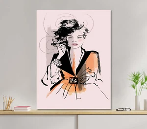 Young Woman in Watercolor 5mm thick Plastic Poster Ready to Hang 45x60cm - Picture 1 of 3