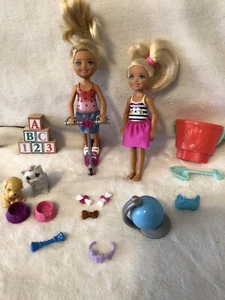 Muñeca Barbie Chelsea Mattel, LOTE DE 2 SEMINUEVAS CON ACCESORIOS ALEATORIOS - Imagen 1 de 5