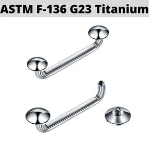 Barra grapadora superficie plana de 90 grados cúpula de titanio roscada internamente 14G 9/16 - Imagen 1 de 3