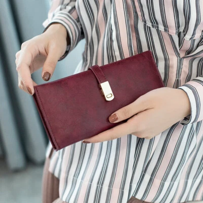 Mujeres Cartera Delgada Cuero Billetera Portatarjetas Plana Monedero Teléfono Bolso de Mano EE. UU. Foto 1 de 4