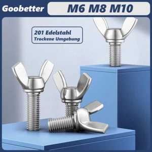 M6 M8 M10 Flügelschraube Rändelschrauben Daumenschrauben 201 Edelstahl - Picture 1 of 8