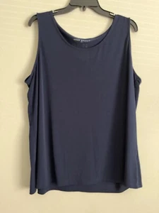 Susan Graver Womens Plus Size 1X Top Blue Sleeveless Casual Career - Picture 1 of 4