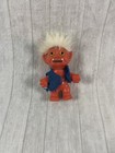 VINTAGE HONG KONG Plastic Red - Demon - Devil Troll Type Doll w/ White Hair 3"