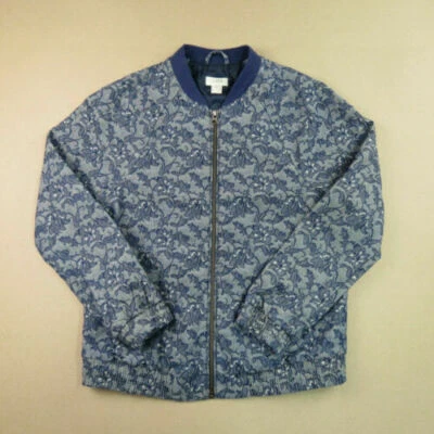 J. Chaqueta de baño Crew XS azul floral forrada con cremallera completa Foto 1 de 4