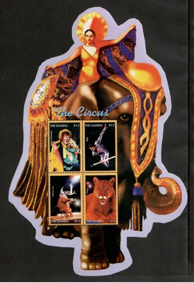 Gambia 2003 - Payasos de circo - Hoja de 4 estampillas - Scott #2762 - MNH Foto 1 de 1