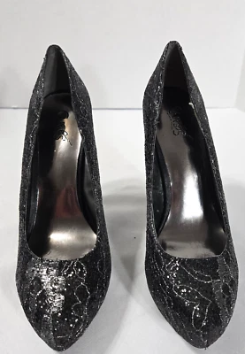 Sexy tacones de aguja CARLOS by Carlos Santana para mujer con lentejuelas negras plateadas brillantes talla 9M Foto 1 de 4