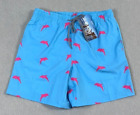 Biwisy Men's Blue Pink Dolphins Swim Trunks Lined Size M NEW with TAGS