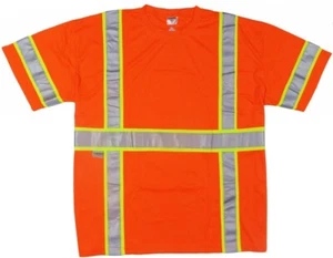 Large Work T Shirt Hi Vis ANSI Class 3 Short Sleeve High Visibility Reflective - Picture 1 of 3