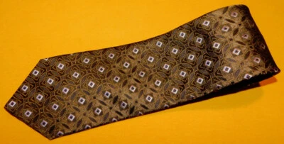 CORBATA GEOMÉTRICA DANIEL CREMIEUX HECHA EN EE. UU. MARRÓN/BEIGE/PÚRPURA - NUEVA SIN ETIQUETAS - CORBATA. Foto 1 de 3