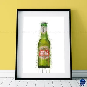 Stella Artois Bierflasche Splatter Stil Kunstdruck, in 4 Größen erhältlich. - Bild 1 von 6