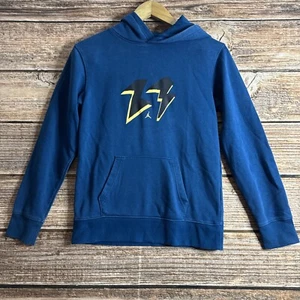 Nike Air Jordan Jumpman Hoodie Youth Large Blue Black Classic Sweatshirt Logo - Picture 1 of 17